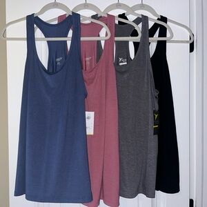 NWT Lot 4 Old Navy Active Semi-fitted Racerback Tank Top, blue/pink/gray/black